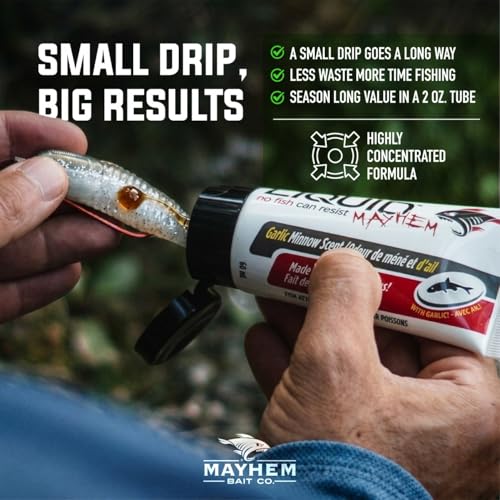 Liquid Mayhem Squid Fish Attractant Gel 60 ml / 2 oz · 60 Uses – Real Anchovy Bait & Aminos | UV-Enhanced Long-Lasting Gel – All Lure Types - size: 3-Pack
