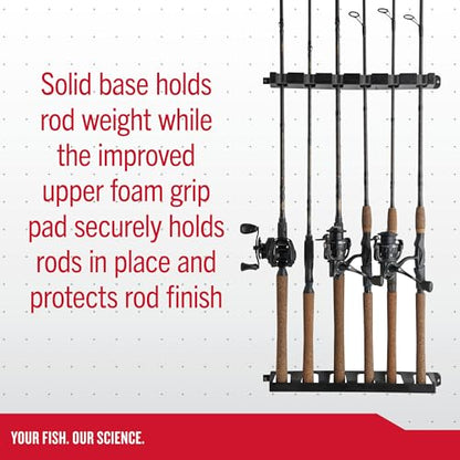 Berkley Vertical Fishing Rod Rack, Stores 6 Rods, Black, Soft Foam Grip Pads Protect Rod Finishes, Durable Construction, Easy to Mount with Common Tools - style: Vertical 6 Rod Rack (New Model)