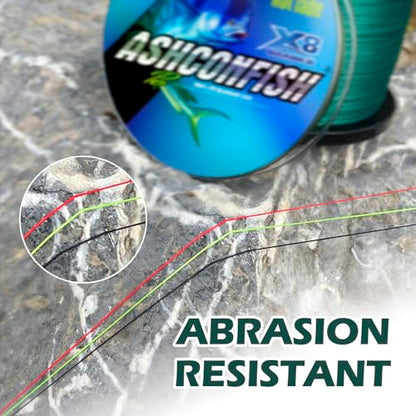 Ashconfish Braided Fishing Line Color Never Fade 8 Strands Super Strong PE Fishing Line Abrasion Resistant Fishing Wire Zero Stretch 6lb to 300lb - color: Army Green, size: 109Yards(100m)-8lb/0.12mm