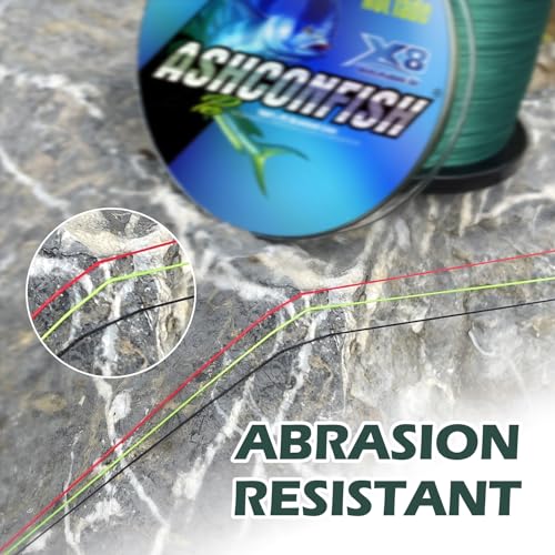 Ashconfish Braided Fishing Line Color Never Fade 8 Strands Super Strong PE Fishing Line Abrasion Resistant Fishing Wire Zero Stretch 6lb to 300lb - color: Red, size: 109Yards(100m)-10lb/0.14mm