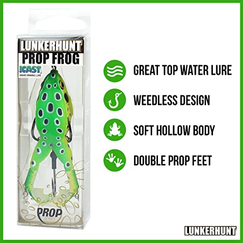 LUNKERHUNT - Frog Bait for Bass Fishing | Soft Hollow Body Weedless Frog for Bass Fishing and Trout | Weedless Realistic Bait Frog Lure, Freshwater with Sharp Hooks Lures and Double Propellers Feet - style: Leopard