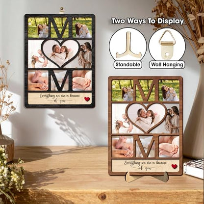Personalized Wooden Mom Picture Frame, Custom Mother's Day Frame with Photo, Best Mom Ever Gifts, Gift Ideas for Mum Birthday from Daughter Son, Meaningful Gifts for Wife From Husband - color: 0. Mom-02