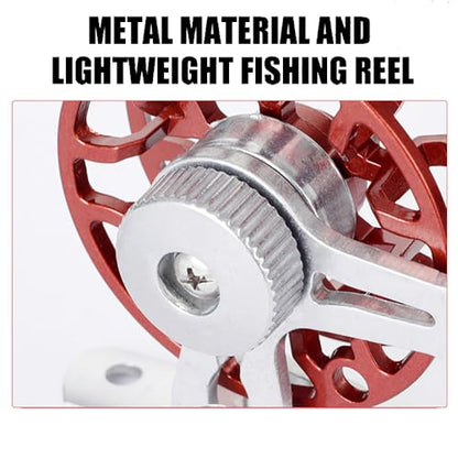 Winter Fishing Reel All Metal 1.76oz(50g) Lightweight 2.1inch(53mm) Upgrade Base Right Hand Mini Fly Wheel for Trout Pike Ice Fishing Tackle - color: Black