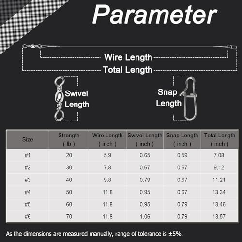 QISHUO Rigs Stainless Fishing Leader Steel High Strength Fishing Leader Saltwater Fishing Freshwater Wire Leaders Lures White Nickel - size: Size #1 (5.9in-20lb) 50pcs