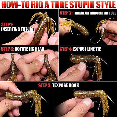 XFISHMAN-Tube-Jig-Heads-for-Bass-Fishing-Tube-Bait-Hooks 1/16oz 1/8oz 3/16oz 1/4oz (12-Pack) - color: 4/0 Hooks, size: 1/8oz (12-Pack)