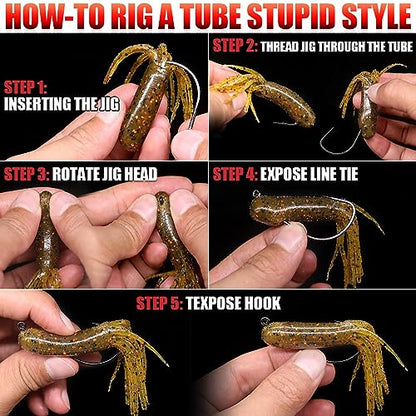 XFISHMAN-Tube-Jig-Heads-for-Bass-Fishing-Tube-Bait-Hooks 1/16oz 1/8oz 3/16oz 1/4oz (12-Pack) - color: 4/0 Hooks, size: 1/16oz (12-Pack)