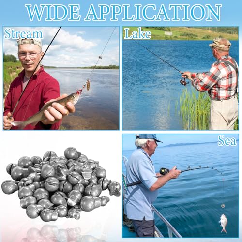 100Pcs Split Shot Fishing Weights Sinkers Open Mouth Design Weight | Large Capacity Removable Lead Assortment Clip On Fishing Accessories for Freshwater Saltwater - style: 1/30oz