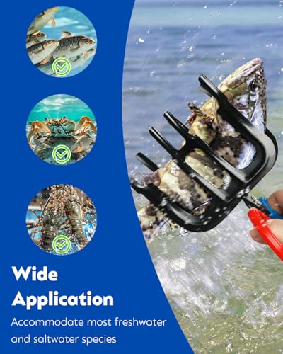 Pawfly 2 Pcs Fish Grippers, Non-Slip 2 or 3 Claw Fishing Pliers, Metal & ABS Plastic, Multifunctional Fish Control Clamps - size: 2+3 Claw