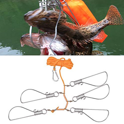 Fish Stringer Heavy Duty, Convenient to Use Nylon Ropes Float Fishing Stringer Elastic Device Fish Buckle for Chain Stringer for Larger Fish