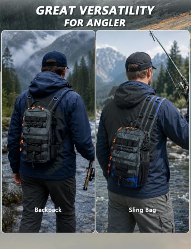 2 in 1 Compact Tactical Fishing Backpack with Tackle Boxes, Lightweight Waterproof Tackle Bag Fit 2 * 3600 Tackle Boxes, 2 Rod Holders Storage, Fishing Accessories Gift for Men Green - color: green