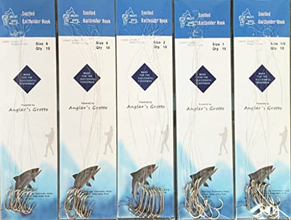 Angler's Grotto Snelled Offset Baitholder Hook | 10 Count Per Pack | Freshwater Saltwater Fishing Hooks | High Carbon Steel Extra Strength | Size #6#4#2#1#1/0 - size: Size 1/0, 10 Count