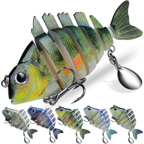 Crankbait Fishing Lure Pike Muskie Lures Lifelike Multi Jointed Swimbait Segement Hard Minnow Bait Treble Hook - color: HS078FGHIJ-5pcs/set