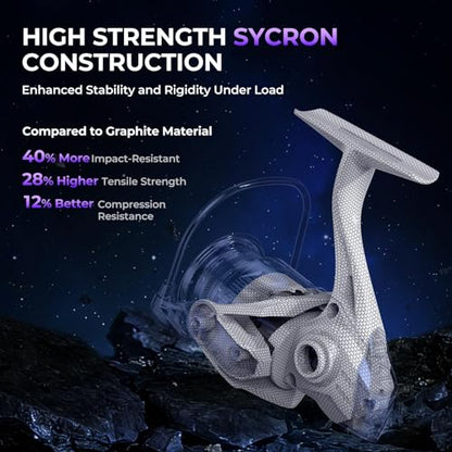 KastKing Kestrel SE Spinning Fishing Reel, 5oz Ultralight SFS Spinning Reel, High Strength Sycron Construction, 7+1 MaxiDur Double Shielded BB, Aerodynamic Reel Rotor, 13.2 Lbs Max Drag