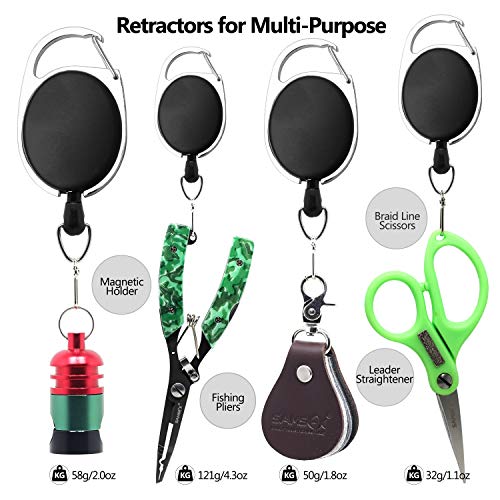 SAMSFX Fishing Knot Tying Tool, Multifunctional Fly Fshing Nippers, Quickly Tie Fishing Knots for Hooks, Lures and Flies, Fishing Clippers with Retractor - color: Silvery Knot Tool, style: Oval Retractor