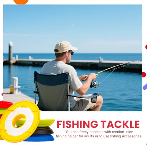 10PCS Silicone Fishing Line Storage Holders Fishing Line Storage Fishing Snell Leader Rigs Gear Spools Line Keeper Circular Winding Plates (Colorful)