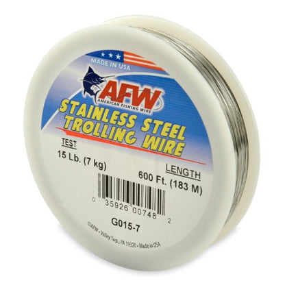 American Fishing Wire Stainless Steel Trolling Wire (Single Strand) - size: 600 Feet, 15 Pound Test