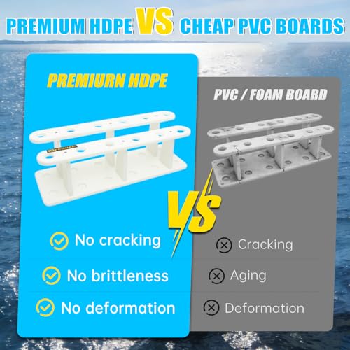 Heavy-Duty HDPE Fishing Rod Holder Rack for 12 Rods – Deck & Dock Mount Rod Storage with Stainless Steel Hardware, Wide Spacing Design for Large Reels, UV & Corrosion Resistant - size: 12 Rods