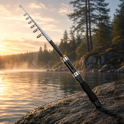 Carbon Fiber Fishing Rod Travel Fishing Pole Lightweight Portable Shore Sea Fishing Outdoor Use - size: 4.9 FT