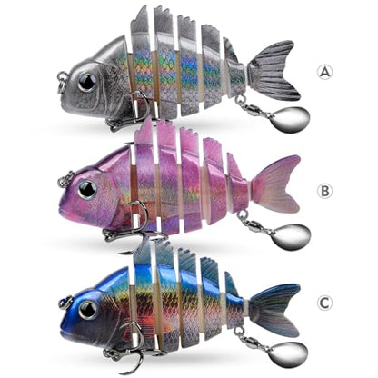 Crankbait Fishing Lure Pike Muskie Lures Lifelike Multi Jointed Swimbait Segement Hard Minnow Bait Treble Hook - color: HS078ABC-3pcs/set