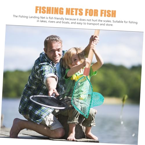 Wood Handle Fishing Net 30cm Small Frame with Large Mesh Netting for Outdoor and Household Fishing Handheld Fish Landing Net Accessory for Freshwater
