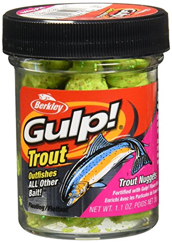 Berkley Gulp! Trout Nuggets Dough Bait, Scented and Flavored Soft Bait for Freshwater Fishing, Designed to Attract Trout, High Visibility - color: Chunky Chartreuse