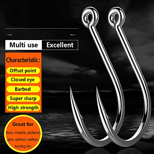 Dyxssm 150pcs/lot Circle Fishing Hooks Extra Strength Octopus Barb Fishing Hook with Offset Ponit - size: 1/0# (150pcs)