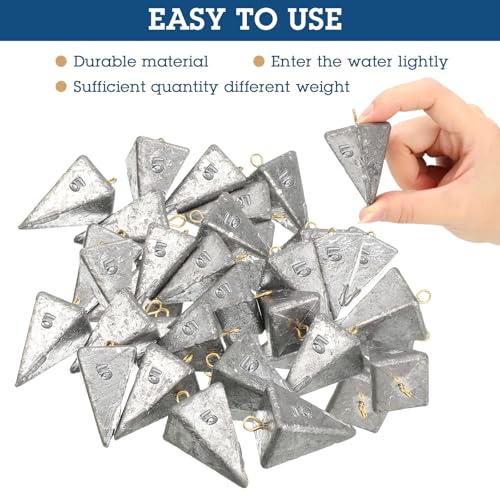 Zhanmai 27 Pieces Pyramid Fishing Weights Sinkers Triangle Rig Pyramid Sinkers for Ocean Saltwater Surf Bass Catfish Fishing Weights Casting Gear Tackle Essential - size: 5oz