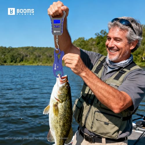 Booms Fishing Scale with Fish Gripper: Digital Fish Scale and Lip Gripper Combo - Fish Weigher with 65lbs/30kg Capacity, USB Charging, LCD Display, Memory Storage - Fishing Tools for Men, XW50 - size: WIth fish gripper