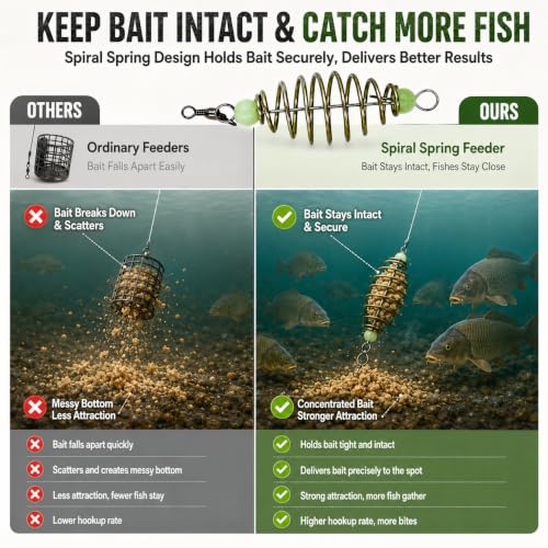 24Pcs Glowing Carp Fishing Method Feeder, Olive Shape Spring Bait Holder Cage with Luminous Beads, Inline Feeder Rig for Chicken Liver Pack Bait, Professional Fishing Accessories for Lake Rive