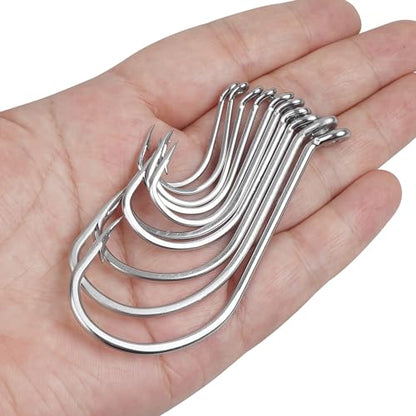 Octopus Beak Hooks, 60pcs/100pcs Stainless Steel Saltwater Fishing Hooks, Suicide Bait Jig, Big Game, Offset Circle Hooks 10 - size: 7/0 - 60pcs