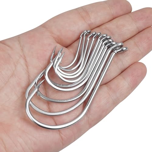 Octopus Beak Hooks, 60pcs/100pcs Stainless Steel Saltwater Fishing Hooks, Suicide Bait Jig, Big Game, Offset Circle Hooks 10 - size: 4/0 - 60pcs