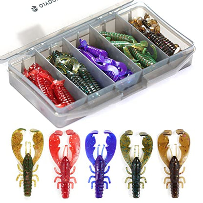 Ned Rig Baits Kit,TRD Soft Plastic Worms or Crawfish for Bass Fishing - color: Crawfish