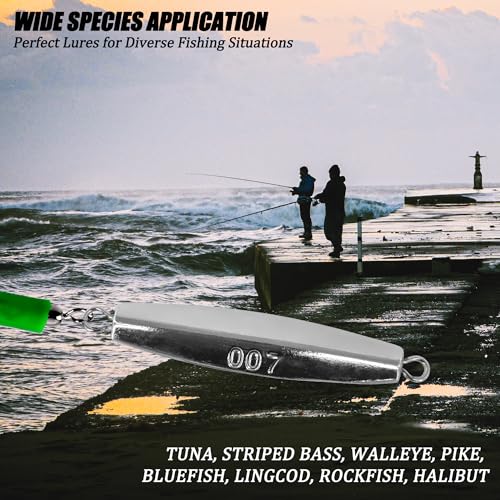 Diamond Jigs Saltwater Fishing Lures, 1-16oz Flat Metal Jigging Spoon Baits for Surf Fishing Bottom Bouncing Sinking Casting, Vertical Ocean Lures for Bluefish Striper Tuna Salmon Freshwater - color: A3-6pcs-3oz