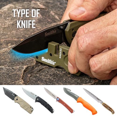 Smith’s Pocket Pal Tactical Knife Sharpener - 2 Stage Sharpener & Diamond Sharpening Rod - Pocket Clip - Outdoor Hunting Knife & Hook Sharpener - Compact & Lightweight - style: PP1-Mini Tactical (OD Green)
