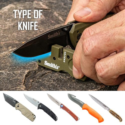 Smith’s Pocket Pal Tactical Knife Sharpener - 2 Stage Sharpener & Diamond Sharpening Rod - Pocket Clip - Outdoor Hunting Knife & Hook Sharpener - Compact & Lightweight - style: PP1-Mini Tactical (OD Green)