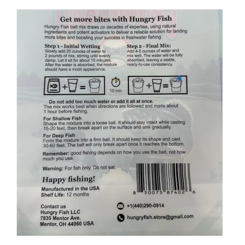 HungryFish Groundbait Fishing Chum Mix – Natural Fishing Bait for Carp, Catfish, Bluegill & Crappie – Strong Scent Trail, Fast Attraction, Safe for Lakes, Ponds & Rivers 2 lb