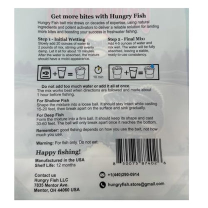 HungryFish Groundbait Fishing Chum Mix – Natural Fishing Bait for Carp, Catfish, Bluegill & Crappie – Strong Scent Trail, Fast Attraction, Safe for Lakes, Ponds & Rivers 2 lb