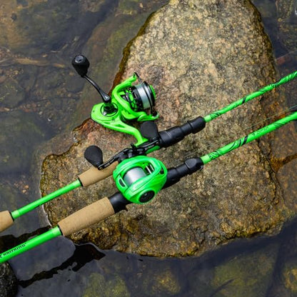 KastKing Zephyr Dual-Tip Fishing Rod and Reel Combo,Spinning & Baitcaster Combo,Dual Tips Section for Different Powers,IM6 Graphite 2-Piece Rod with Extra Tip,Sensitive & Powerful,Freshwater Fishing - style: Spin: 5'0''- Ul& L- Dual-tip Rod -1000 Reel(gre