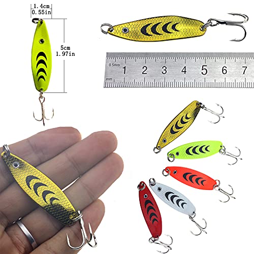 Fishing Jigs Saltwater Fishing Lures with Assist Hook Treble Hook, Jigging Lures Slow Vertical Jigs, Fishing Jigs Saltwater for Bass Tuna Salmon Sailfish Trout Grouper Snapper, 5pcs with Box - color: B:1.97in/0.23oz/5pcs