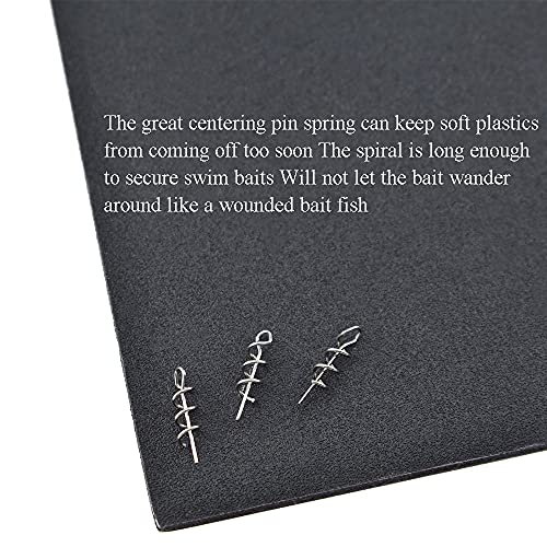 Centering Pin Spring Twist Lock Fishing Screw Worm Hook Crank Grub Rig Fixed Bait Run Straight Self Align Long Enough Secure Not Off Center Stainless Steel for Soft Lure - size: 16mm 100Pcs
