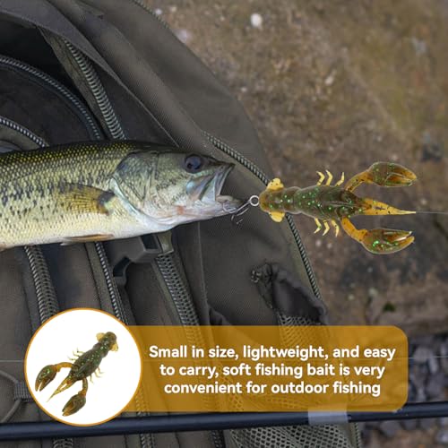 HERCHR Soft Fishing Lure Crawfish Bait Shrimp Lobster Claw Artificial Lure 10pcs Soft Lure Baits - color: GREEN