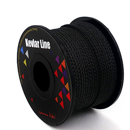 emma kites 100% Black Kevlar Braided Cord (0.4~4.6mm Dia, 50lb~1700lb) High Strength, Abrasion Flame Resistant, Tough Survival Tactical Cord Model Rocket Paracord Snare Line Fishing Assist Cord - size: 550Lbs | 100Ft
