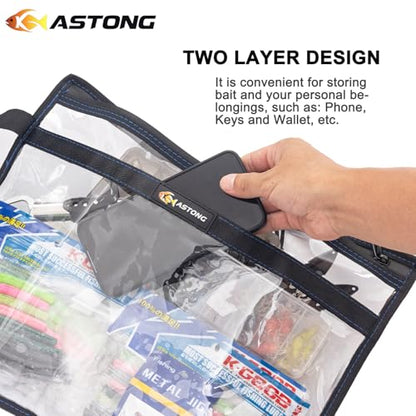 2 Layer Water-resistant Fishing Bait PVC Clear Storage Bag BaitShield Tackle Bag Storage for Bait Tackle Lures Soft Plastics and Fishing Gear Large Capacity 2 Size (1Pc Medium+1Pc Large)