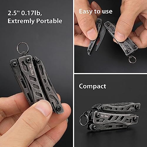 Nextool EDC Keychain Multitool, 10 in 1 Mini Pocket Knife Multi Tool with Needlenose Pliers, Scissors, Mini Useful Cool Gadgets for Men, Gifts For Dad Men Him Boyfriend-Dark - color: Dark