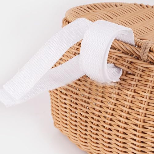 Wicker Picnic Basket, Fishing Creel Basket with Lid and Shoulder Strap, Portable Woven Baskets Decorative Wicker Baskets