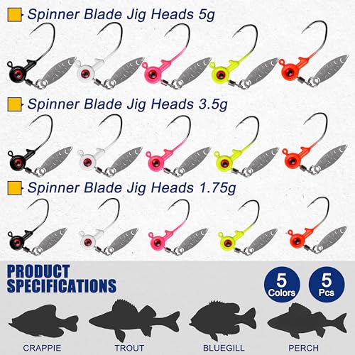 Crappie Lures Jigs Kit, 48/55pcs Crappie Baits Crappie Jig Head Hooks Soft Plastic Fishing Lures Split Paddle Tail Swim Bait for Crappie Fishing Panfish Bluegill Lures - color: 55pcs Crappie Jig Lures Kit