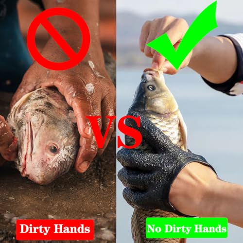 Fishing Gloves with Magnet Release, Fishing Lanyard, Puncture Resistant Fish Gloves for Handling, Taking Off Fish, Waterproof Fishing Accessories for Women Men