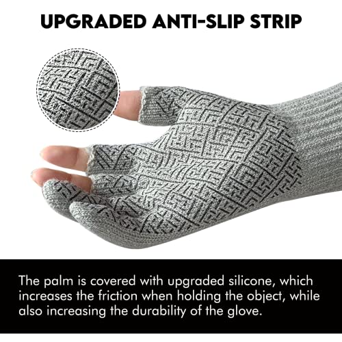 Riverruns Wool Fishing Gloves - Winter Fingerless Knitted Gloves for Men and Women 3-Cut Fingers Warm Gloves for Cold Weather, Fly Fishing, Ice Fishing, Kayaking - color: Gray