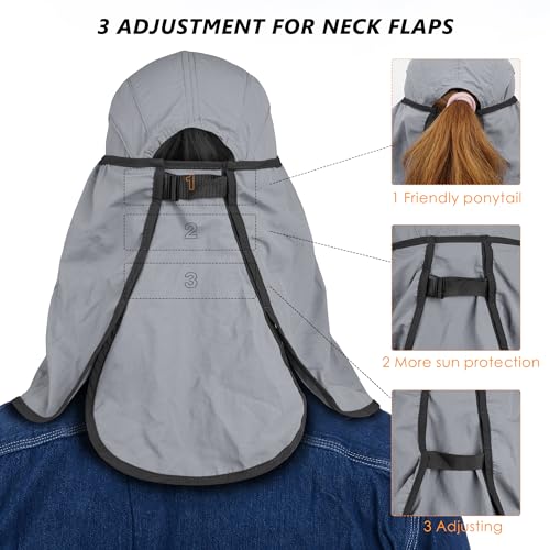 GADIEMKENSD UPF 50+ Folding Fishing Hat 360 Outdoor Sun Hat - color: Light Grey