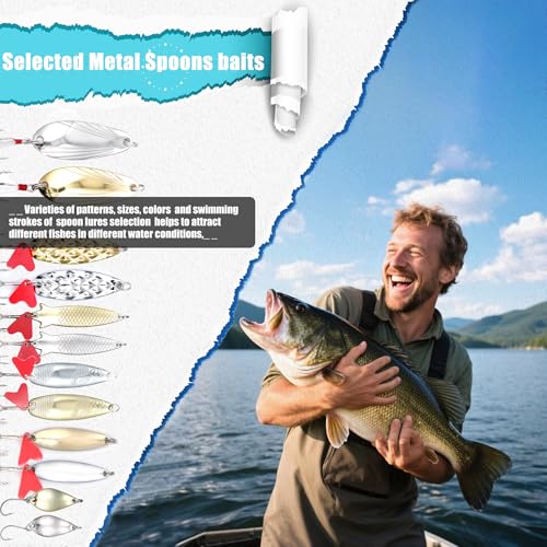 EXAURAFELIS Fishing Lures Tackle Kit, Mixed Hard & Soft Baits Metal Spoons Fishing Accessories for Bass Trout Pike Freshwater Saltwater Fishing - color: 128 pcs